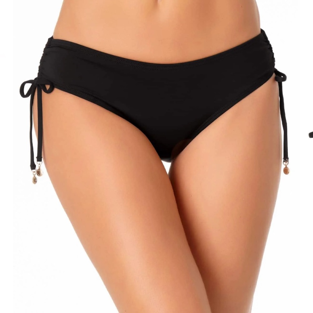 NEW Anne Cole Womens Bikini Bottom Side Tie Black Size Large NWT